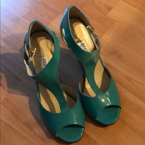 Jimmy Choo Teal wedge sandals